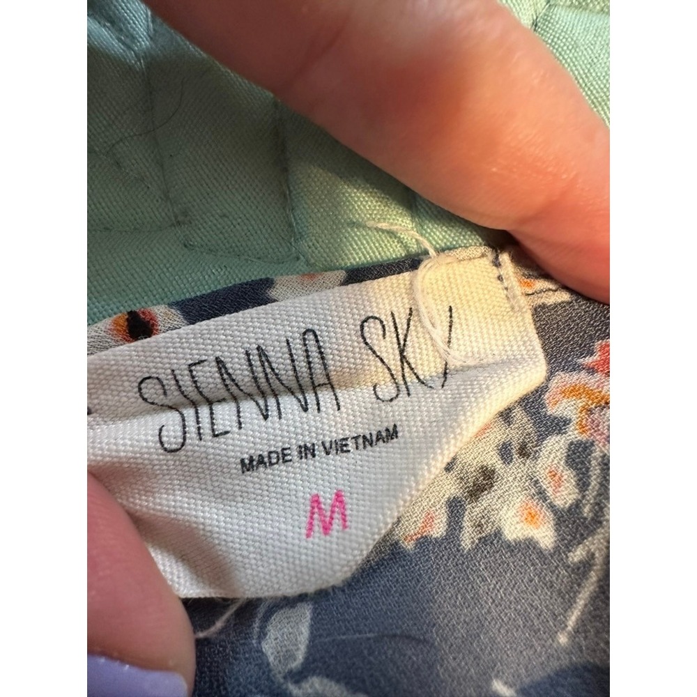 Sienna Sky Womens Blue Floral Tie Shoulder Smocked Peplum Tank Top Size M - Picture 5 of 7